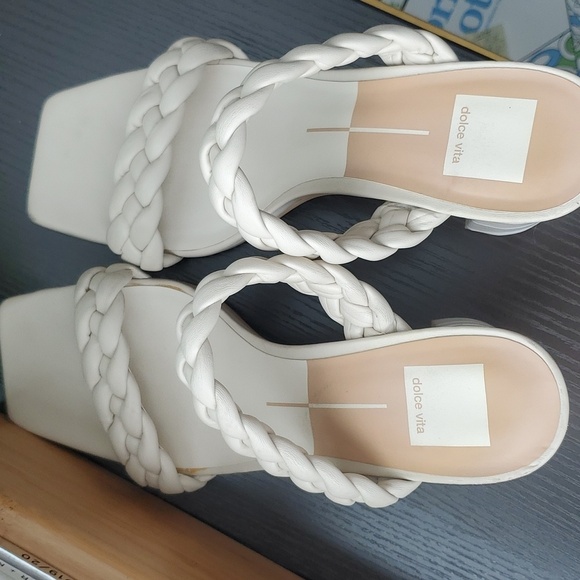 DV Dolce Vita Tessa Braided Double Strap Sandals Heels in Ivory - Women's 9 US - Picture 8 of 12